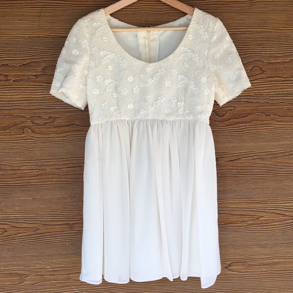Vintage Handmade Embroidered Bridal Dress | Ivory